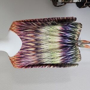 Chico's Multi Color Metallic Shimmer Front Tie Blouse